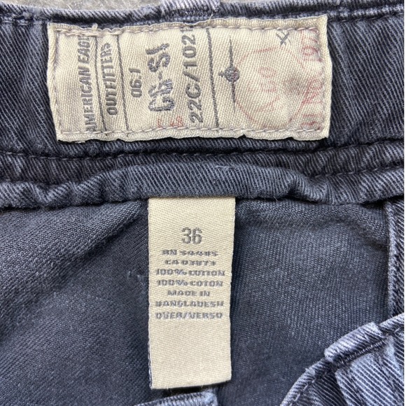 American Eagle Outfitters Mens Cargo Shorts Frayed Hem Adjustable Waist 36 Black - Picture 2 of 8